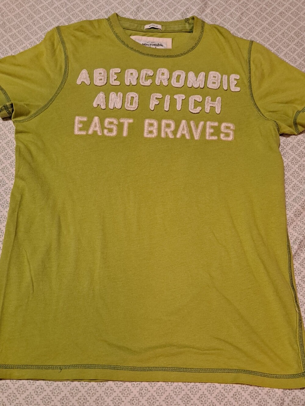 Abercrombie & Fitch Lime Green Vintage Crewneck Graphic Tee Sz L